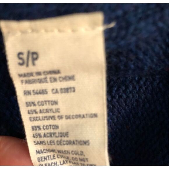 American Eagle Sweater Blue Confetti knitted Pullover Long Sleeve Elbow Patch - Picture 5 of 5